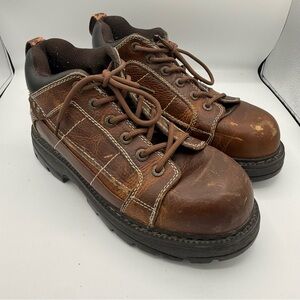 GBX Men's Brown Leather Ankle Lace Up Boots Size 10.5 Y2K Discontinued EUC